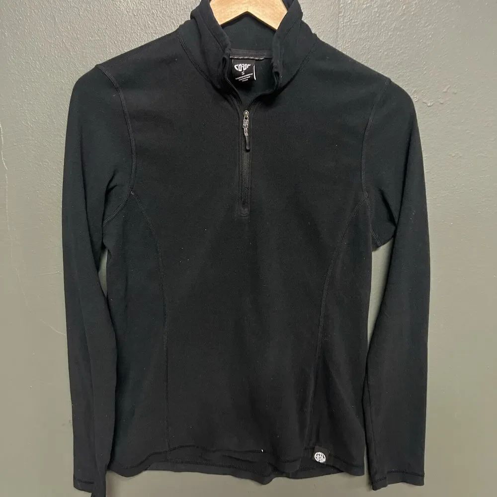 REI Co-Op Sweatshirt Men Small Black Quarter Zip Fleece Pullover Sweater Adult